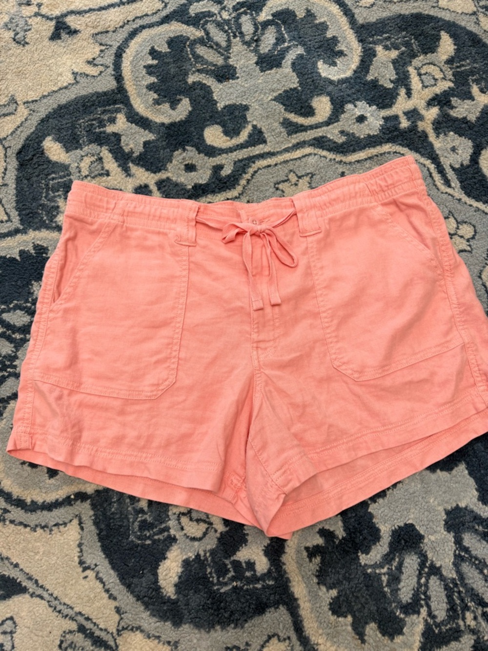 AMERICAN EAGLE NEW NWT Coral Pink Drawstring Linen Blend Shorts summer Size 14